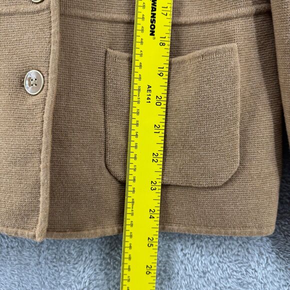 Talbots Sweater Womens M Beige Jacket Button Front Patch Pocket Collared Stretch - Picture 11 of 14